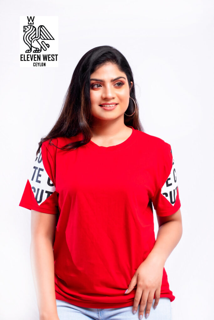 Cute Sleeve Print Baggy Red T shirt