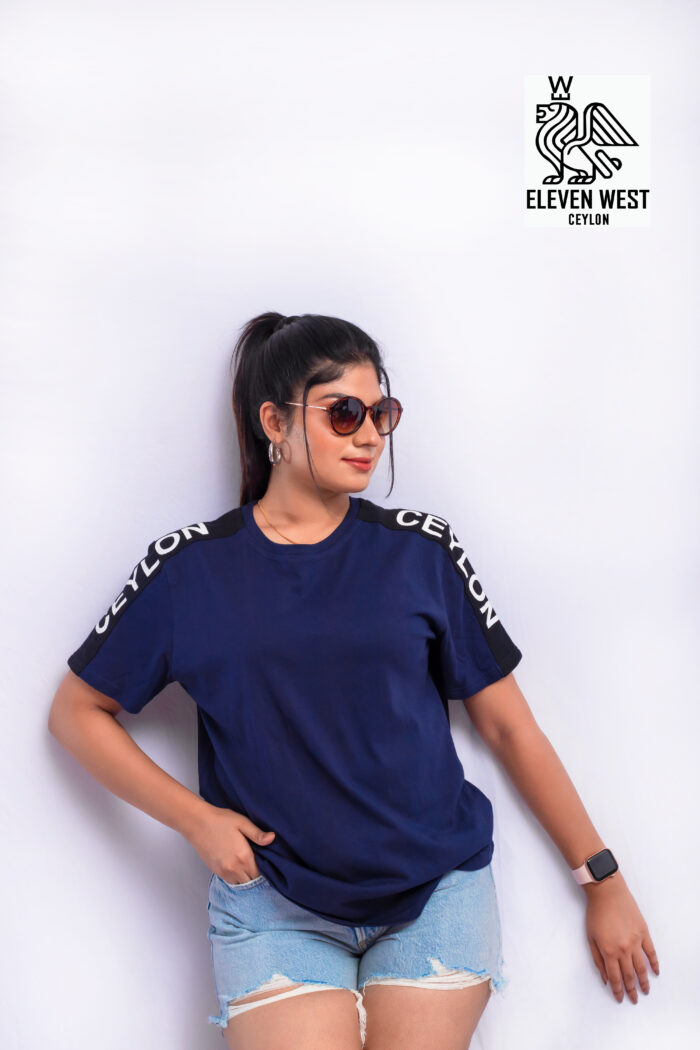 Ceylon Shoulder Print Baggy Dark blue T shirt