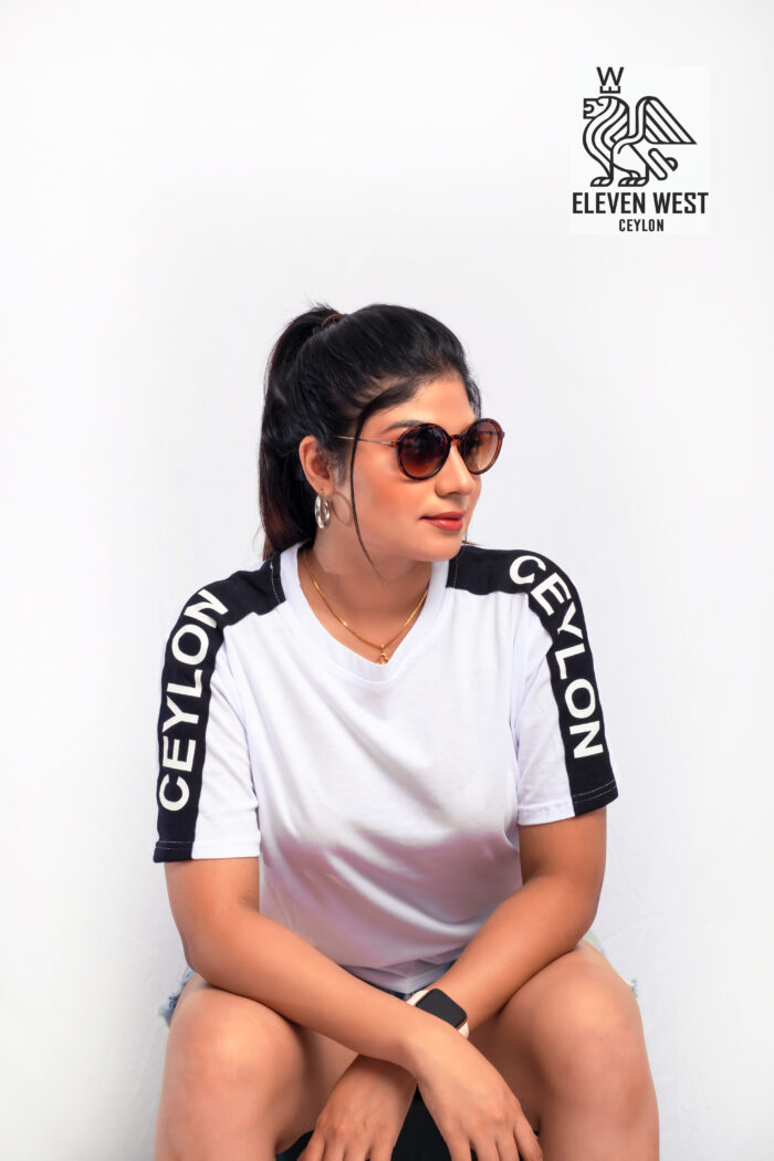 Ceylon Shoulder Print Baggy White T shirt